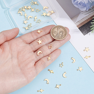 40Pcs 5 Styles Brass Pendants KK-BBC0028-62-1