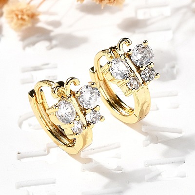 Butterfly Brass Hoop Earrings EJEW-S256-04B-G-1