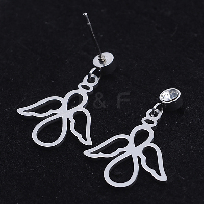 201 Stainless Steel Dangle Stud Earrings EJEW-T008-JN730-1