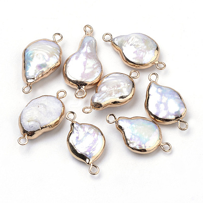 Plated Natural Baroque Pearl Keshi Pearl Links connectors X-PEAR-S012-01-1