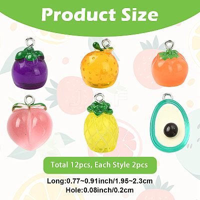 12Pcs 6 Styles Resin Pendants RESI-YW0006-10-1