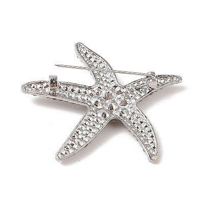 Starfish Alloy Rhinestone Sea Animal Brooches JEWB-S023-01B-1