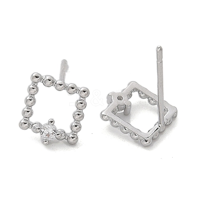 Brass Clear Cubic Zirconia Stud Earrings EJEW-Q014-03P-1