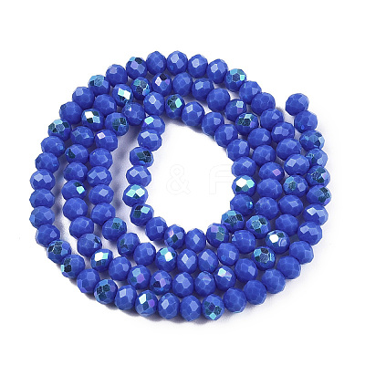 Electroplate Opaque Solid Color Glass Beads Strands EGLA-A044-P4mm-L32-1