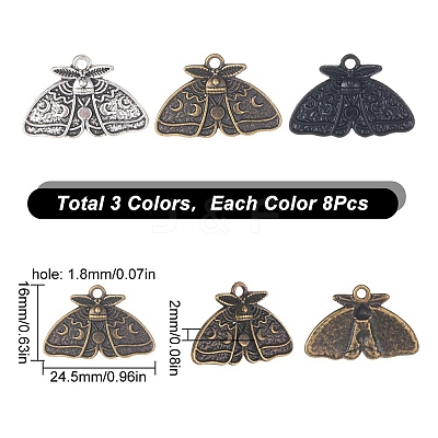 24Pcs 3 Colors Alloy Pendants FIND-SC0005-05-1