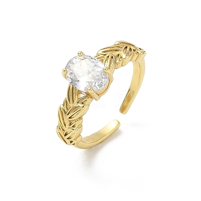 Brass Micro Pave Cubic Zirconia Cuff Open Rings RJEW-C163-25A-G-1