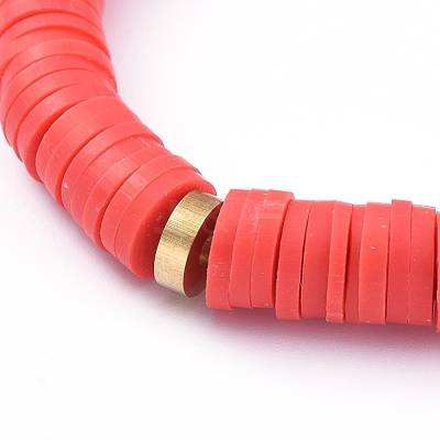 Handmade Polymer Clay Heishi Bead Stretch Bracelets BJEW-JB05095-1