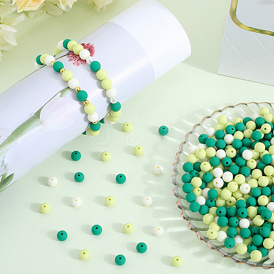 500Pcs Rubberized Style Imitated Silicone Acrylic Beads MACR-SP0001-07E-1