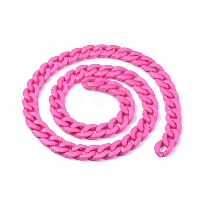 Handmade Opaque Acrylic Curb Chains AJEW-JB00564-07-1