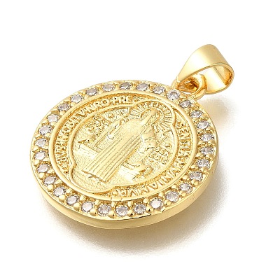 Rack Plating Brass with Cubic Zirconia Pendants KK-Z086-33G-09-1