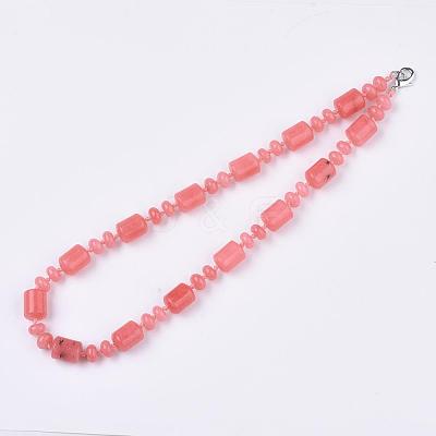 Natural Rhodochrosite Beaded Necklaces NJEW-S392-27-1