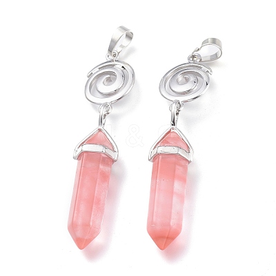 Cherry Quartz Glass Pointed Big Pendants G-D0021-01P-20-1