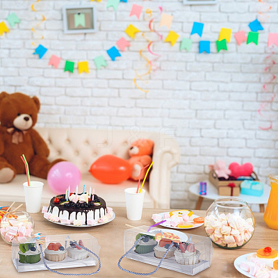 Folding Rectangle PET Plastic Portable Cupcake Gift Storage Box CON-WH0085-137A-1