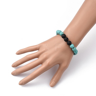 Natural & Synthetic Gemstone Beaded Stretch Bracelets BJEW-JB05414-1