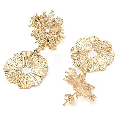 Brass Flower Dangle Stud Earrings EJEW-JE06226-1