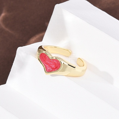 Brass Enamel Cuff Rings for Women RJEW-K264-04G-1
