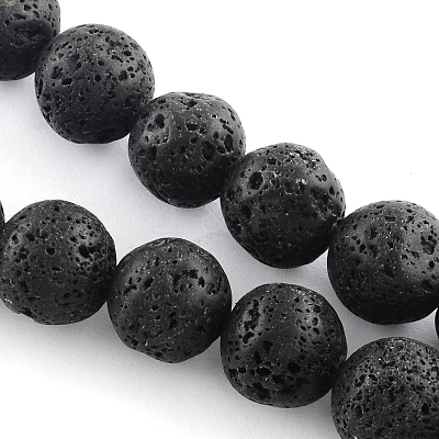 Natural Lava Rock Gemstone Round Bead Strands X-G-R285-6mm-06-1