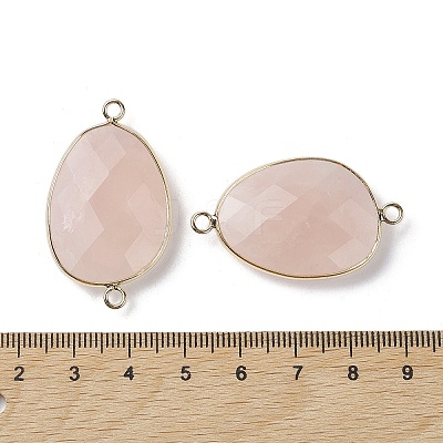 Natural Rose Quartz Connector Charms G-C110-02D-KCG-1