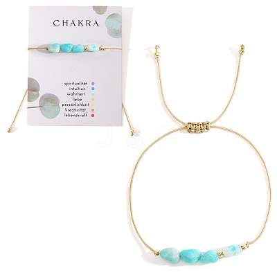 Chakra Adjustable Natural Amazonite Bead Braided Bead Bracelets UY1901-4-1