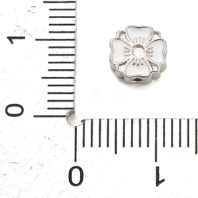 Flower Brass Enamel Bead Rhinestone Settings KK-H527-01P-02-1