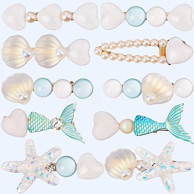 2 Bags 2 Styles Resin & Alloy Alligator Hair Clips AJEW-CY0001-39B-1