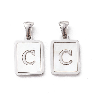 304 Stainless Steel Pave Shell Pendants STAS-G327-01P-C-1