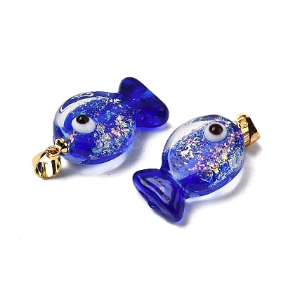 Handmade Dichroic Foil Lampwork Pendants X2-DICH-G001-01G-08-1