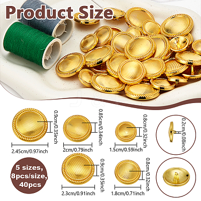 40Pc 5 Styles Alloy Buttons FIND-NB0005-78G-1