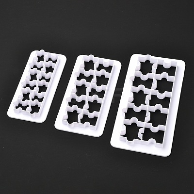 3 Sizes Puzzle Food Grade Plastic Cookie Cutters Sets X-DIY-L057-11-1
