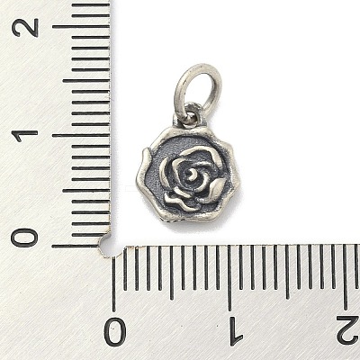 925 Sterling Silver Flower Charms with Jump Rings and 925 Stamp STER-M021-02AS-02-1