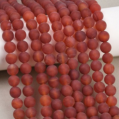Frosted Natural Red Agate Beads Strands LS-G-F372-8mm-01-1