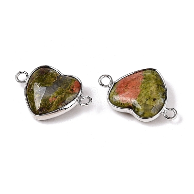 Natural Unakite Love Heart Pendants G-T138-205L-P-1