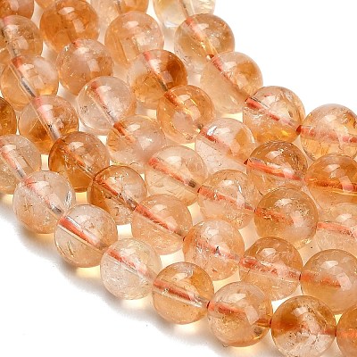 Hearted Natural Citrine Beads Strands GG-T002-A01-8mm-1