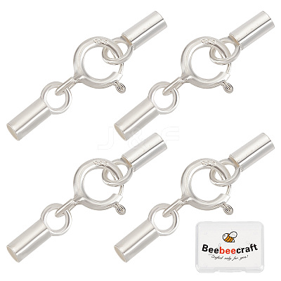 4 Sets 925 Sterling Silver Spring Ring Clasps STER-BBC0001-45A-1