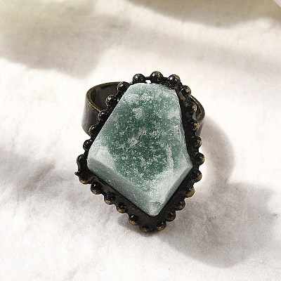 Natural Green Aventurine Irregular Nugget Open Cuff Rings G-A278-03AB-06-1