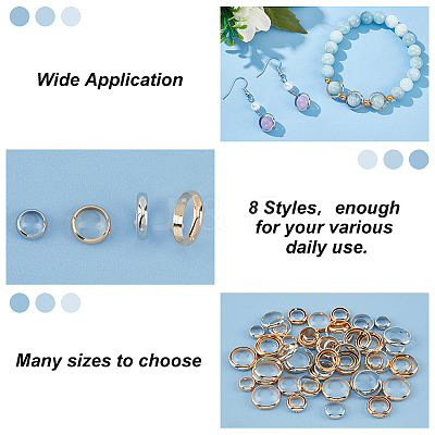 8 Bags 8 Style Brass Bead Frame KK-PH0009-48-1