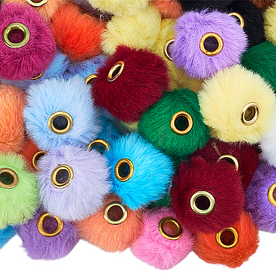 100Pcs 20 Colors Imitation Rabbit Hair European Beads FIND-PA0001-27-1