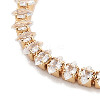 Brass Pave Clear Cubic Zirconia Horse Eye Link Bracelets BJEW-YWC0002-03A-G-1
