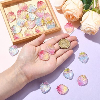25Pcs 5 Colors Transparent Resin Fruit Decoden Cabochons RESI-CJ0004-16-1