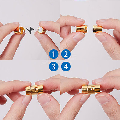 Brass Locking Tube Magnetic Clasps KK-SC0001-11-1