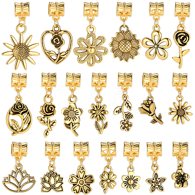 40Pcs 20 Styles Alloy European Dangle Charms PALLOY-BM00018-1