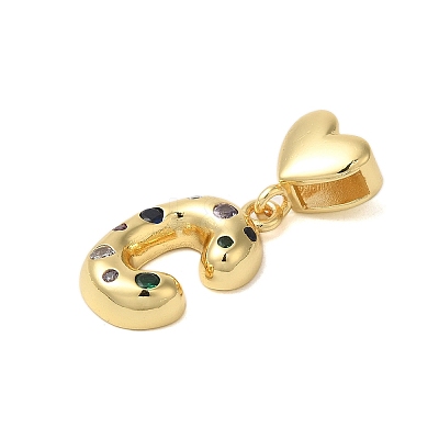 Rack Plating Brass Micro Pave Clear Cubic Zirconia Perdants KK-C067-12G-C-1