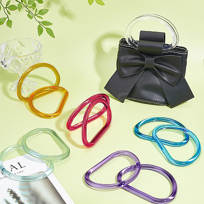 12Pcs 6 Colors D Shaped Resin Bag Handles DIY-PH0035-23-1