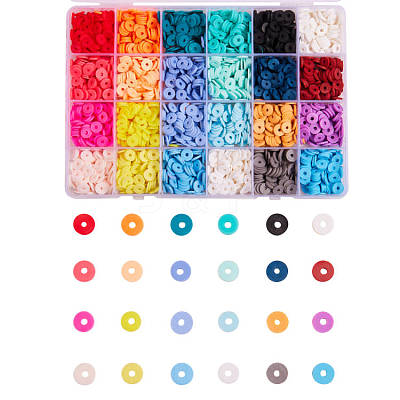 24 Colors Handmade Polymer Clay Beads CLAY-X0011-01A-1