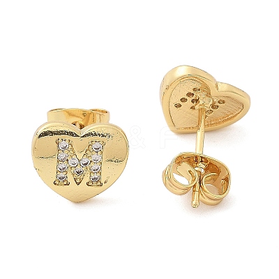 Rack Plating Brass Micro Pave Clear Cubic Zirconia Stud Earrings EJEW-K299-01G-M-1