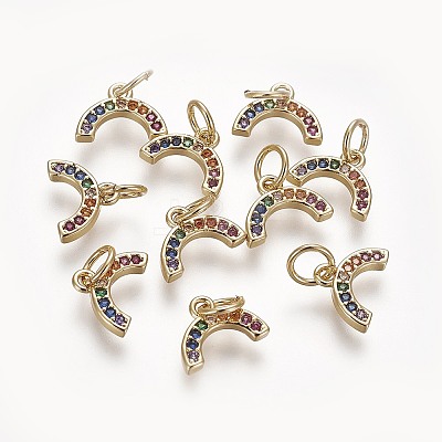 Brass Cubic Zirconia Charms LS-ZIRC-E162-14G-1