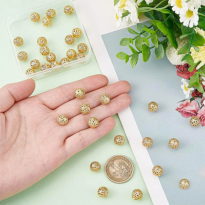 Brass Filigree Beads KK-BC0008-73-1