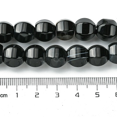 Dyed & Heated Natural Black Agate Beads Strands G-H023-A03-01-1