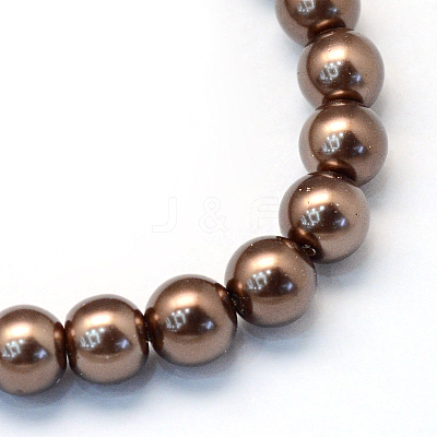 Baking Paint Pearlized Glass Pearl Round Bead Strands HY-Q330-8mm-52-1