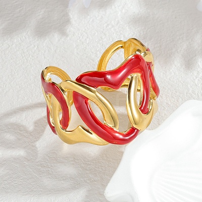 304 Stainless Steel Enamel Cuff Bangles for Women LS-BJEW-F518-03A-G-1